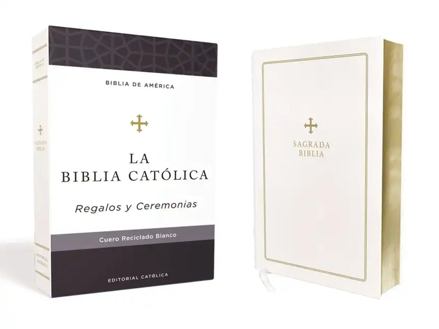 Biblia Católica, Regalos Y Ceremonias, Piel Reciclada, Blanco, Comfort Print - Leather