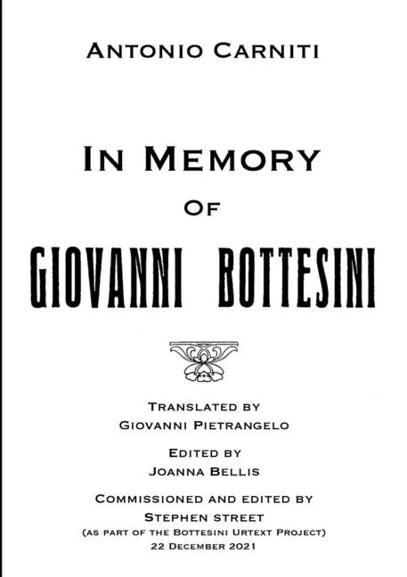 In Memory Of Giovanni Bottesini - Paperback