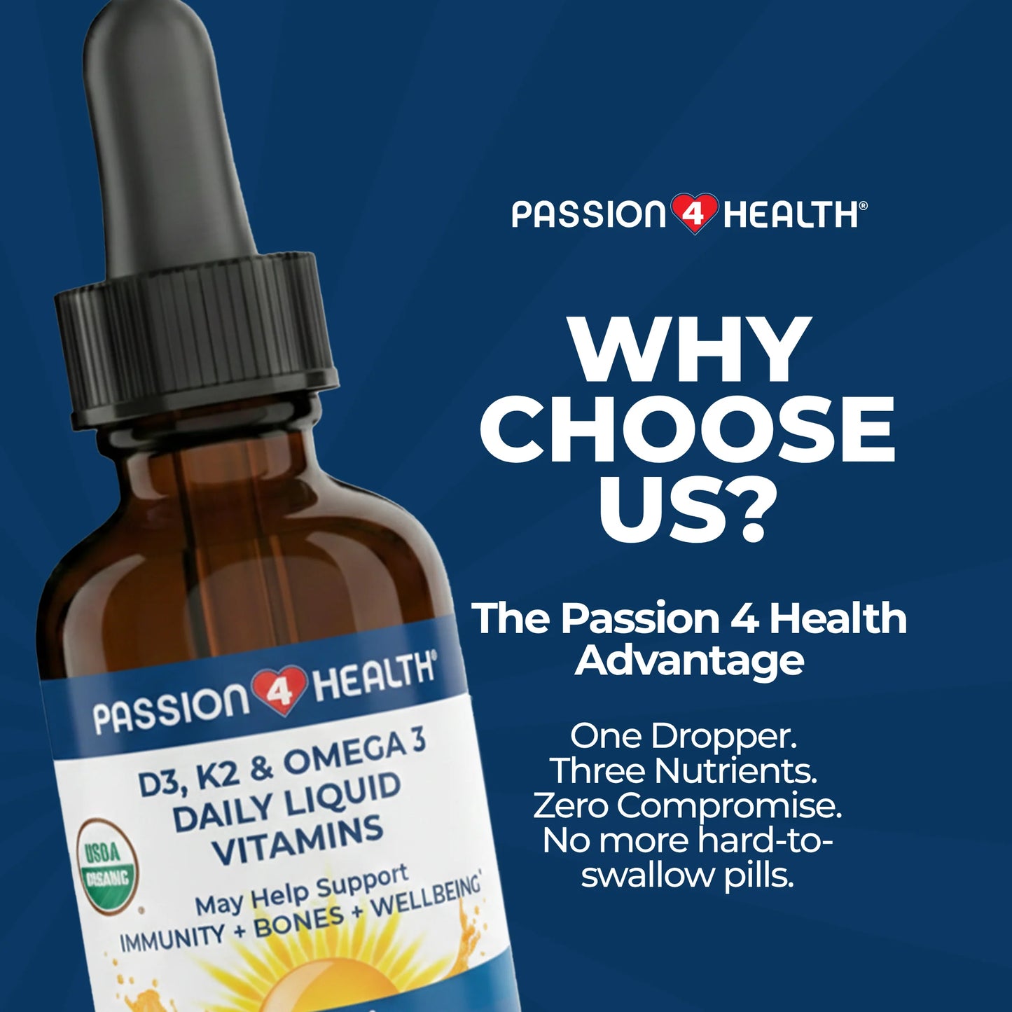D3, K2 & Omega-3 Daily Liquid Vitamins