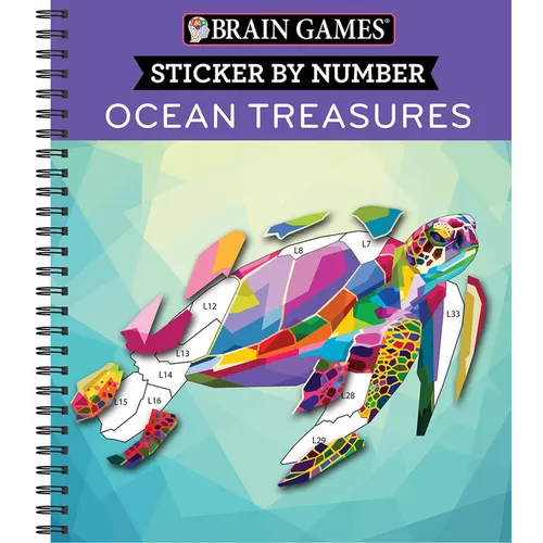 Brain Games - Sticker by Number: Ocean Treasures (13 Images to Sticker) - Spiral