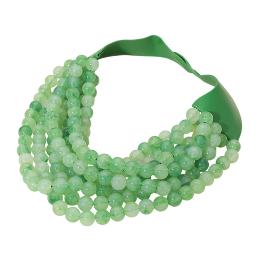 Women's Chunky Multi-Strand Beaded Statement Necklace with Magnetic Clasp