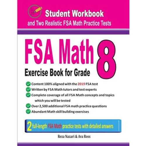 FSA Math Exercise Book for Grade 8: Student Workbook and Two Realistic FSA Math Tests - Paperback