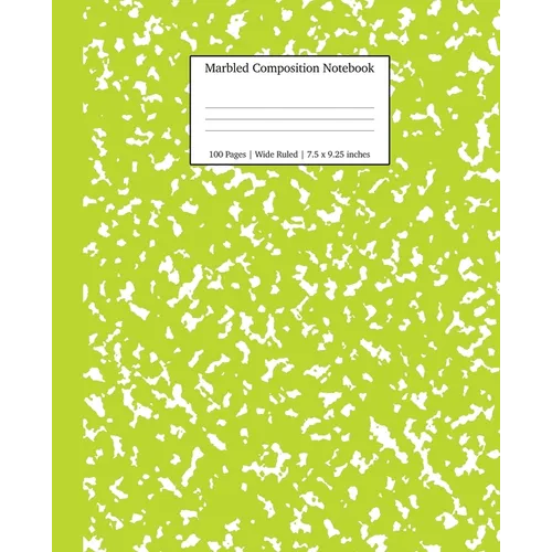 Marbled Composition Notebook: Green Marble Wide Ruled Paper Subject Book - Paperback