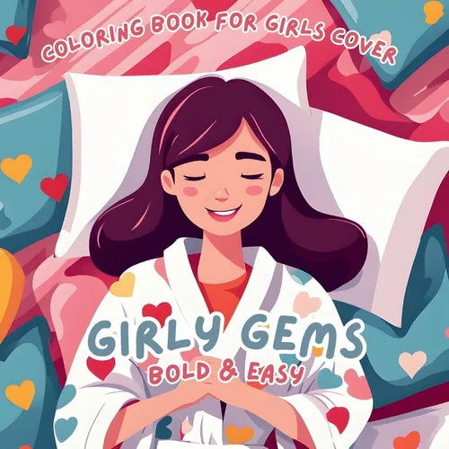 Girly Gems Bold & Easy Coloring Book - Paperback