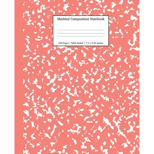 Marbled Composition Notebook: Coral Pink Marble Wide Ruled Paper Subject Book - Paperback