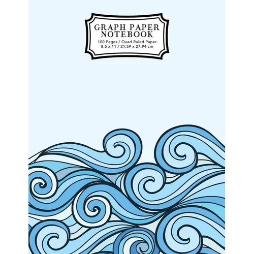 Graph Paper Notebook: Blue Waves Drawing Grid Paper Composition Notebook, Graphing Paper, Quad Ruled - Paperback