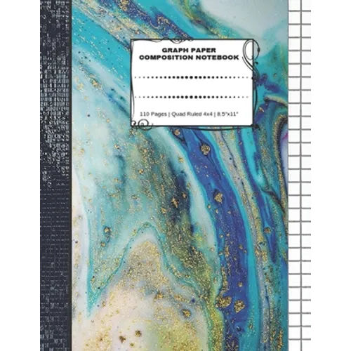 Graph Paper Composition Notebook: 110 Pages - Quad Ruled 4x4 - 8.5" x 11" Marble Large Notebook with Grid Paper - Math Notebook For Students - Paperback