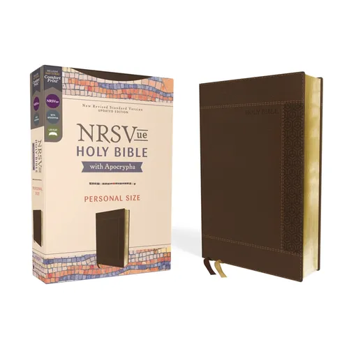 Nrsvue, Holy Bible with Apocrypha, Personal Size, Leathersoft, Brown, Comfort Print - Imitation Leather