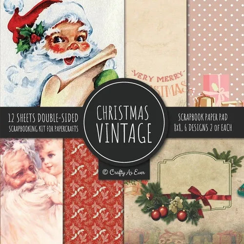 Vintage Christmas Scrapbook Paper Pad 8x8 Scrapbooking Kit for Papercrafts, Cardmaking, DIY Crafts, Holiday Theme, Retro Design - Paperback