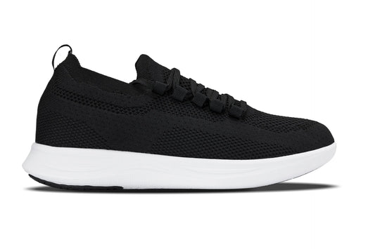 CALTO - QA062 - 2.4 Inches Taller (Black/White Sole) - Lightweight Knitted Sneakers