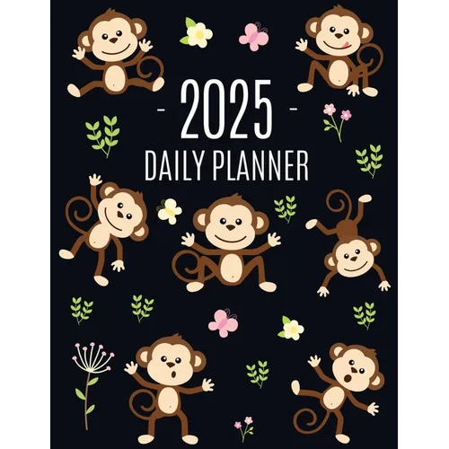 Monkey Planner 2025: Cute Year Organizer with Adorable Apes For an Easy Overview of All Your Appointments! Jungle Animal Scheduler: January-December ( - Paperback