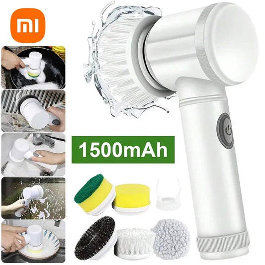 🧽 Rechargeable Electric Cleaning Brush – Cordless Spin Scrubber with Replaceable Brush Heads for Bathroom, Kitchen, and Multi-Surface Cleaning