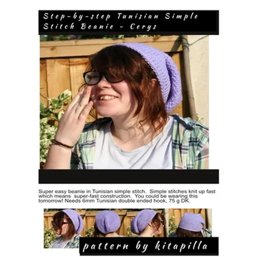 Step-by-Step Tunisian Simple Stitch Beanie - Cerys: A simple step-by-step Tunisian Crochet pattern in double knitting yarn (light worsted) for a beani - Paperback