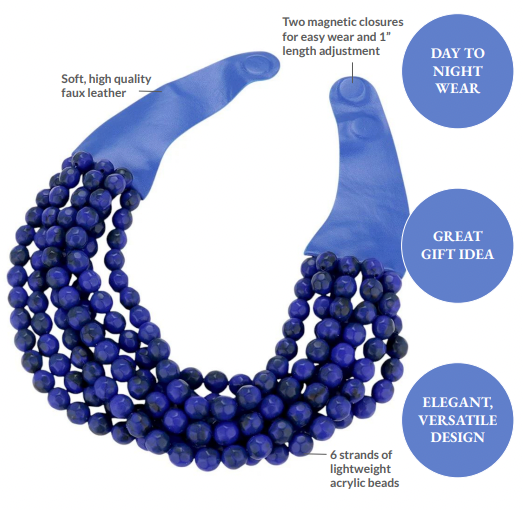 Women's Chunky Multi-Strand Beaded Statement Necklace with Magnetic Clasp