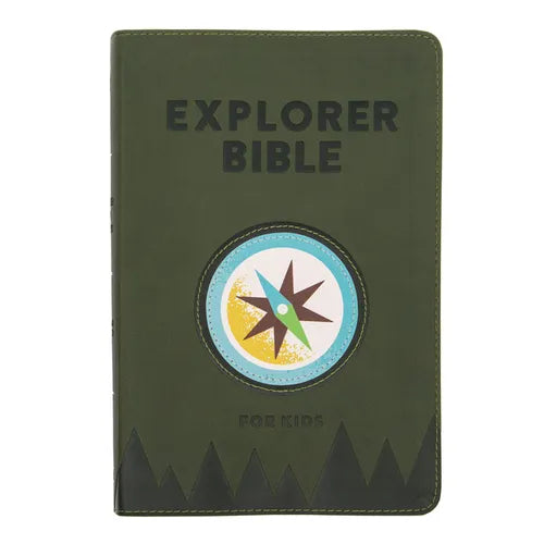 CSB Explorer Bible for Kids, Olive Compass Leathertouch, Indexed - Imitation Leather