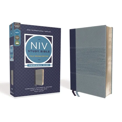 NIV Study Bible, Fully Revised Edition, Personal Size, Leathersoft, Navy/Blue, Red Letter, Comfort Print - Imitation Leather