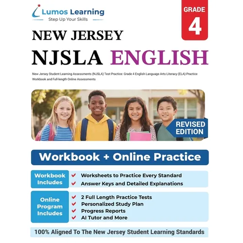 New Jersey Student Learning Assessments (NJSLA) Test Practice: Grade 4 English Language Arts Literacy (ELA) Practice Workbook and Full-length Online A - Paperback