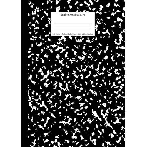 Marble Notebook A4: Black Marble College Ruled Journal - Paperback