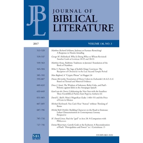 Journal of Biblical Literature 136.3 (2017) - Paperback