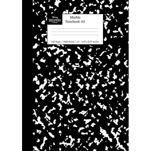 Marble Notebook A5: Black Marble Wide Rule Journal - Paperback