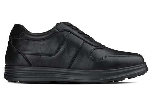 CALTO - Y7080 - 2.8 Inches Taller (Black) - Lightweight Nappa Leather Sneakers