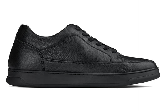 CALTO - Y7111 - 2.6 Inches Taller (Black) - Elevated Pebble Grain Leather Sneakers