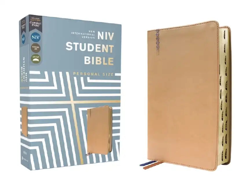 Niv, Student Bible, Personal Size, Leathersoft, Tan, Thumb Indexed, Comfort Print - Imitation Leather