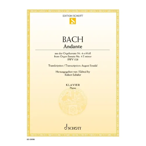 Andante from Organ Sonata No. 4 E Minor Bwv 528 for Piano - Paperback
