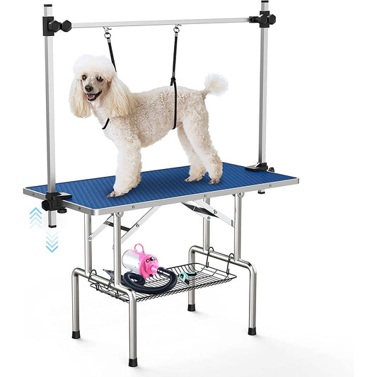 Adjustable Pet Large Foldable Dog Grooming Table with Arms