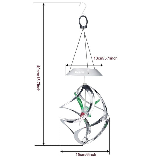 AGPtek Hummingbird Win Wind Chime Color Changing Solar Hanging Lights