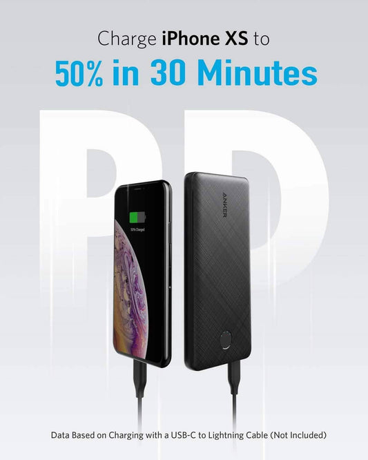 Anker USB-C Portable Charger, 18W PowerCore Slim 10000 PD, 10000mAh Power Delivery Power Bank (Refurbished)