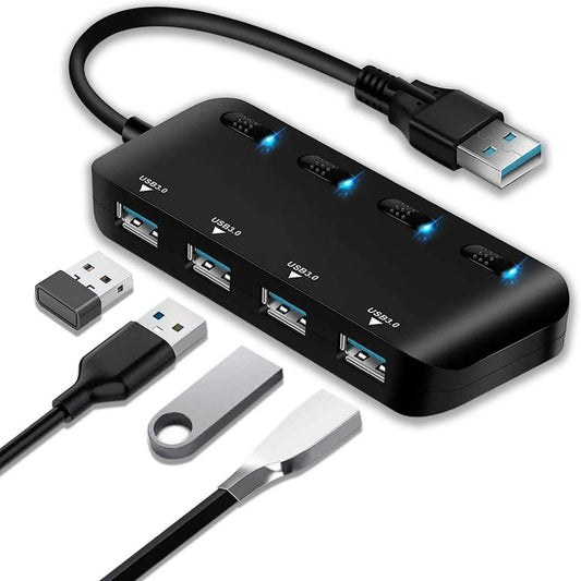 APANAGE 4-Port Powered USB 3.0 Hub Splitter