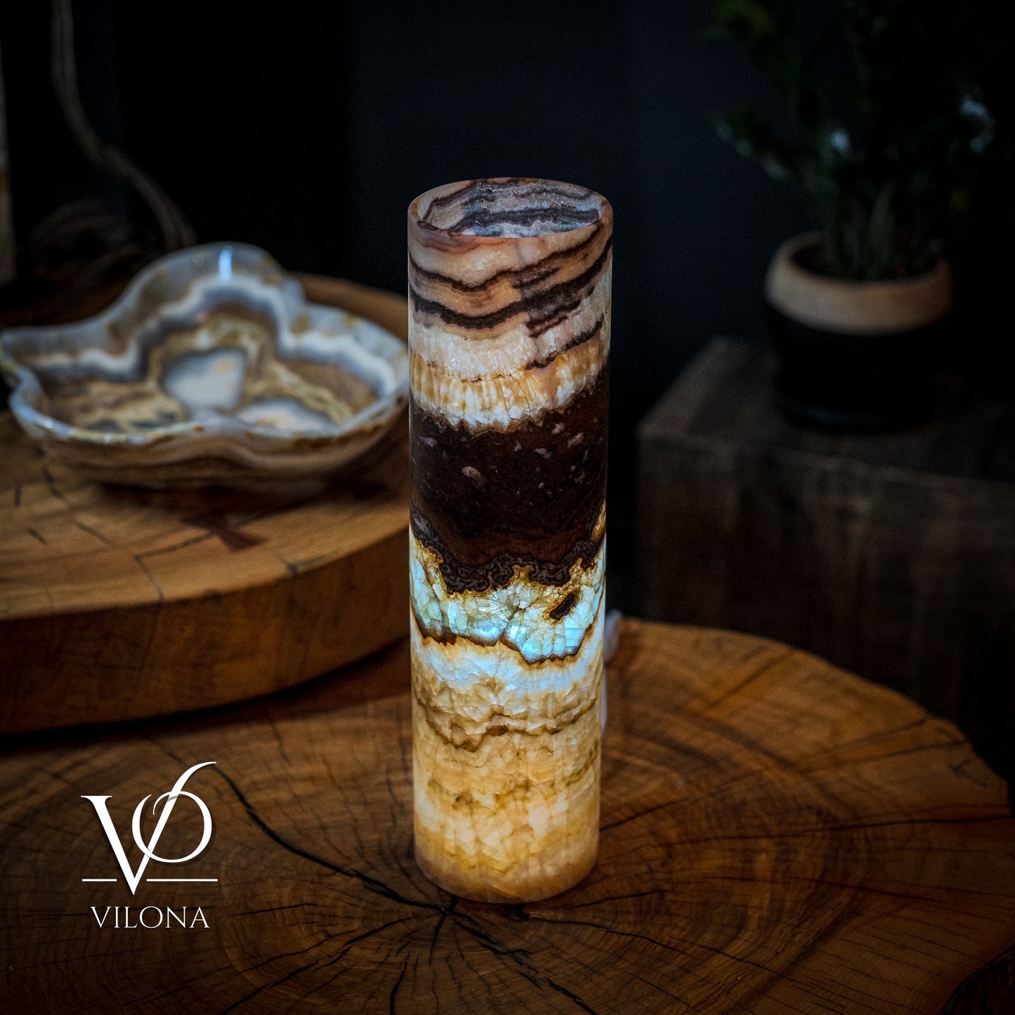 Aqua Onyx Lamp (Exotic Cylinder Table Lamp #26)