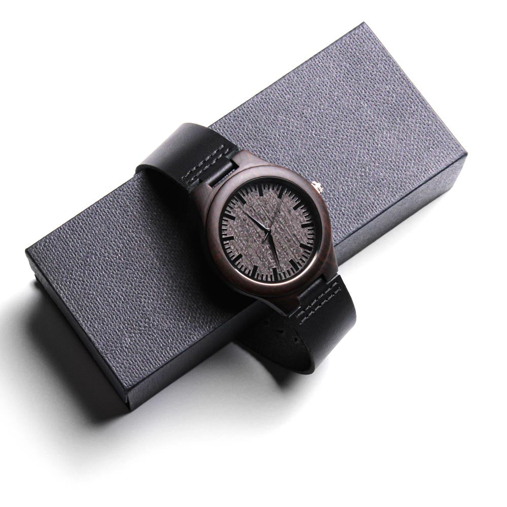 Birthday Wishes to You Engraved Wooden Watch with Leather Strap