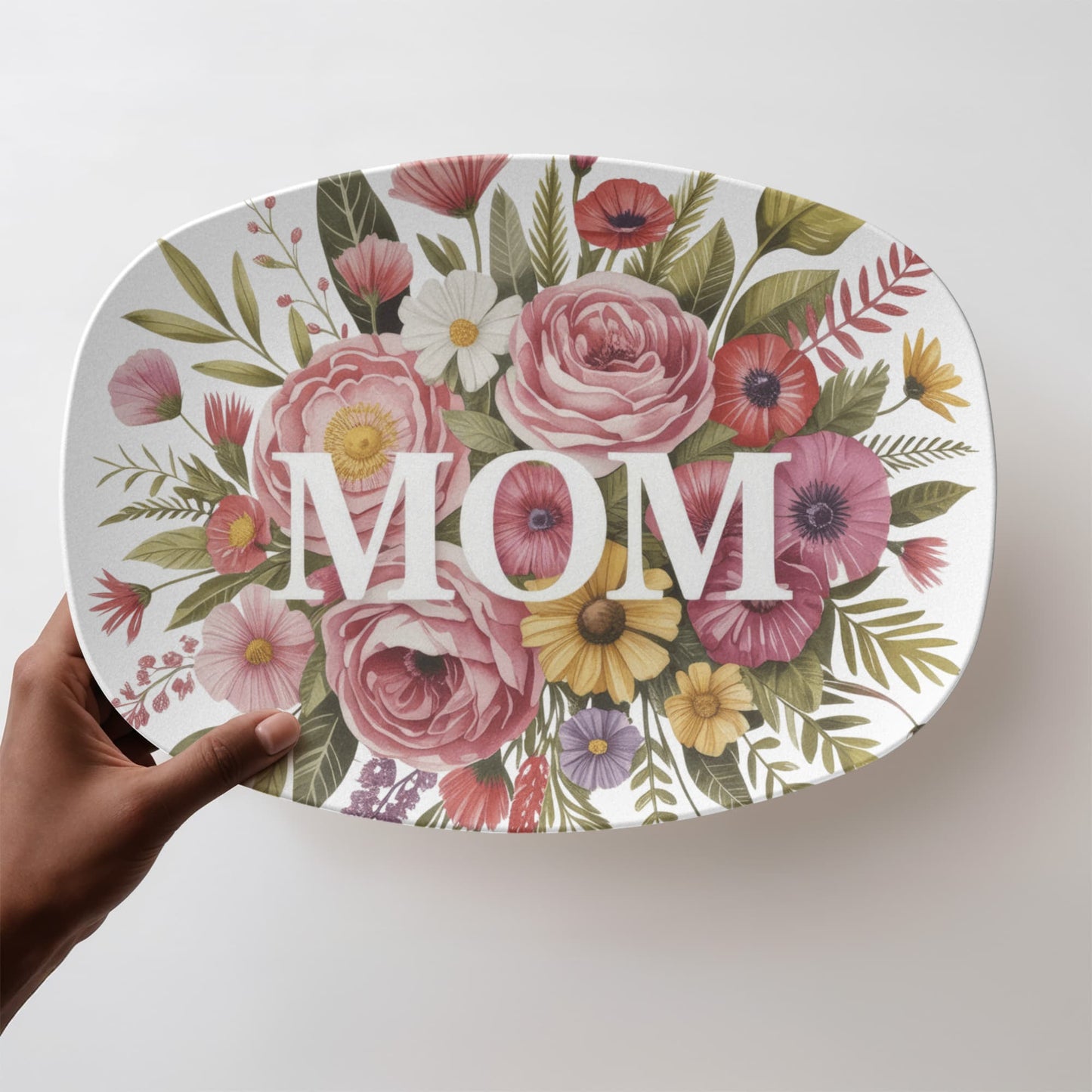 Floral Mom Mother's Day Decor 10" x 14" Oval Serving Platter