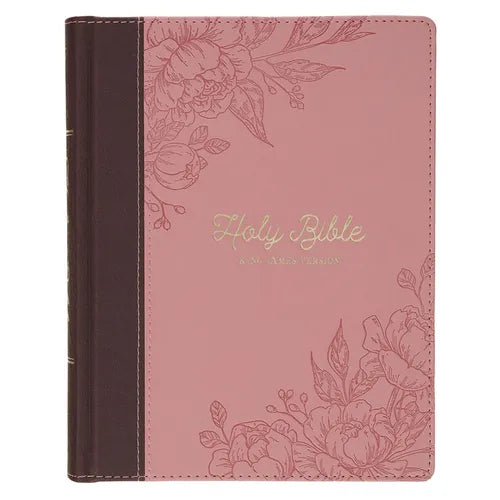 KJV Note-Taking Bible (Faux Leather Hardcover, Brown/Pink) - Imitation Leather