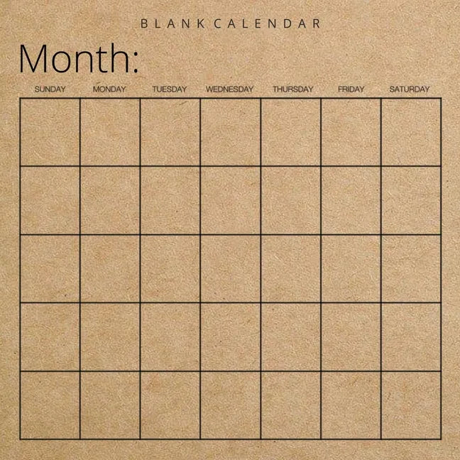 Blank Calendar: Kraft Brown Paper, Undated Planner for Organizing, Tasks, Goals, Scheduling, DIY Calendar Book - Paperback