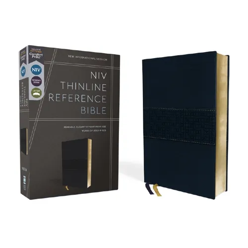 Niv, Thinline Reference Bible (Deep Study at a Portable Size), Leathersoft, Navy, Red Letter, Comfort Print - Imitation Leather