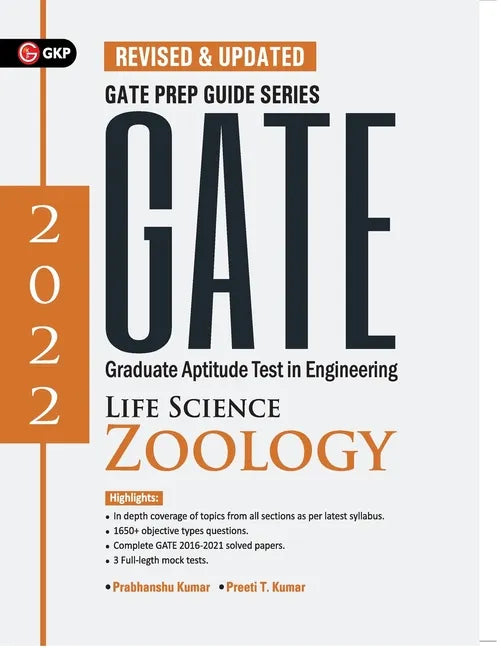 GATE 2022 Life Science Zoology- Guide by Dr. Prabhanshu Kumar, Dr. Nibedita Mukhopadhyay - Paperback