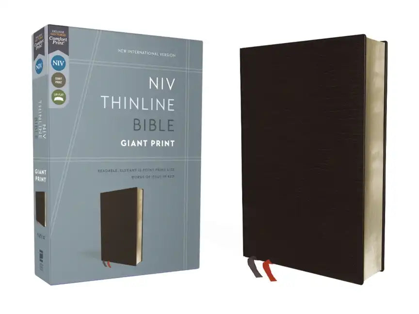 NIV, Thinline Bible, Giant Print, Bonded Leather, Black, Red Letter Edition - Bonded Leather