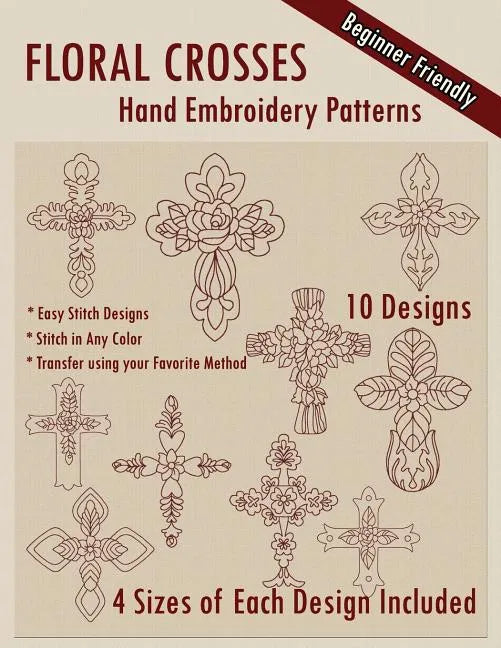 Floral Crosses Hand Embroidery Patterns - Paperback