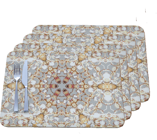 Intricate Gold Design Vegan Leather Placemat