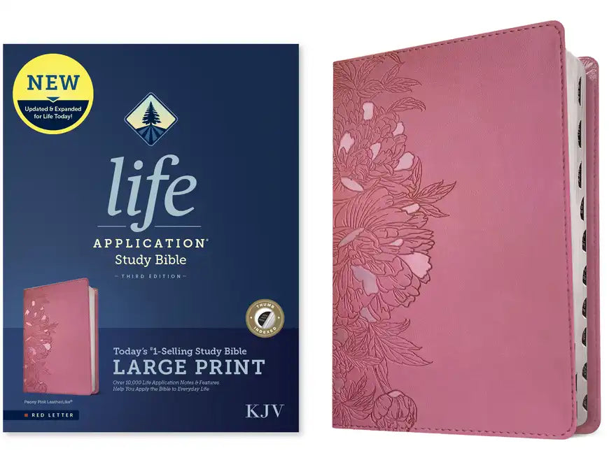 KJV Life Application Study Bible, Third Edition, Large Print (Leatherlike, Peony Pink, Indexed, Red Letter) - Imitation Leather