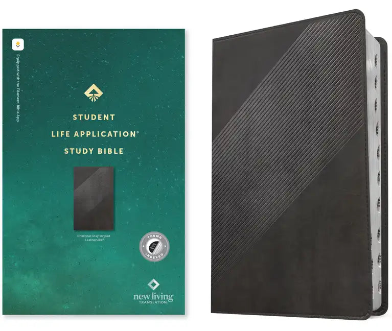 NLT Student Life Application Study Bible, Filament Enabled (Leatherlike, Charcoal Gray Striped, Indexed, Red Letter) - Imitation Leather