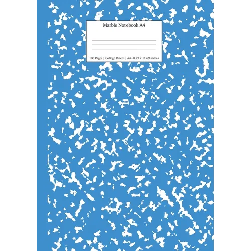 Marble Notebook A4: Blue Marble College Ruled Journal - Paperback