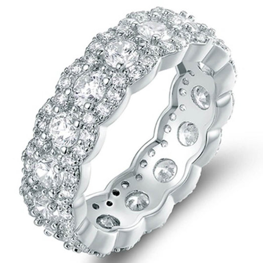 Cubic Zirconia Floral Eternity Band Ring - Assorted Sizes