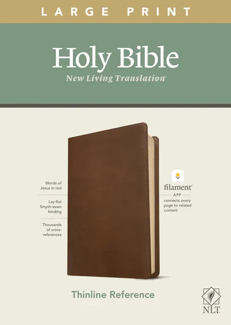 NLT Large Print Thinline Reference Bible, Filament Enabled Edition (Red Letter, Leatherlike, Rustic Brown) - Imitation Leather