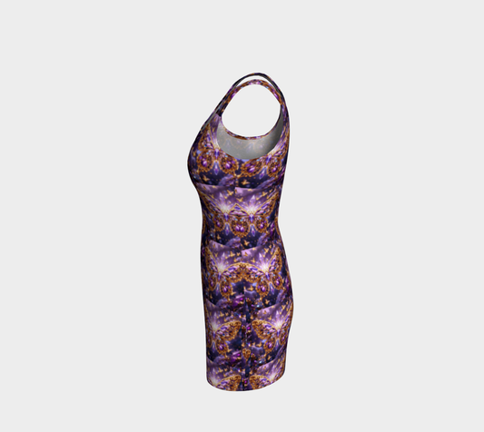 Crystal Purple Butterflies Fitted Short Dress