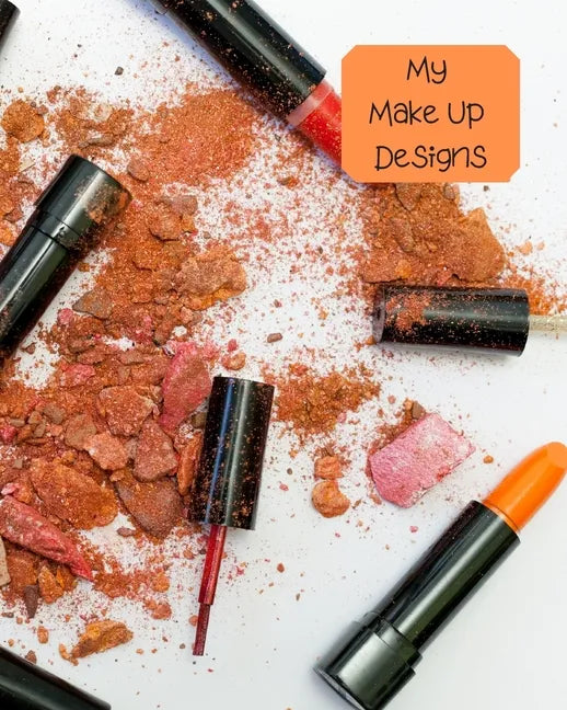 My Make Up Designs: Book of face chart templates for make up artist designers creations. Perfect for teens, students & professionals. Orange design - Paperback