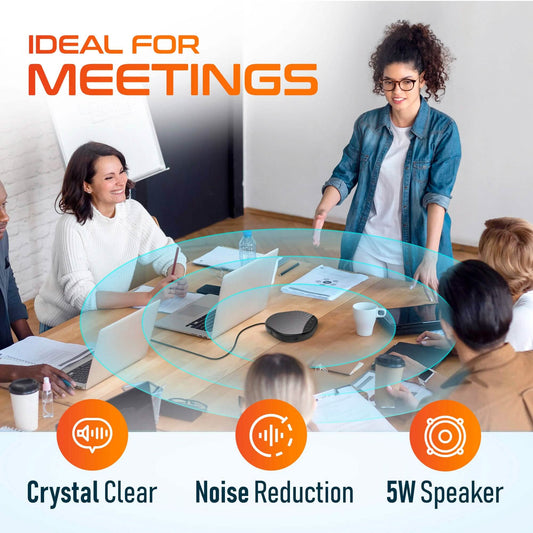 Delton C3900 USB Conference Speaker and Microphone, AI Noise Reduction, 5W Speaker, 16 ft Pickup Distance, 360° Voice Pickup Conference Speaker for Office, Home, Online Meetings and More - Black